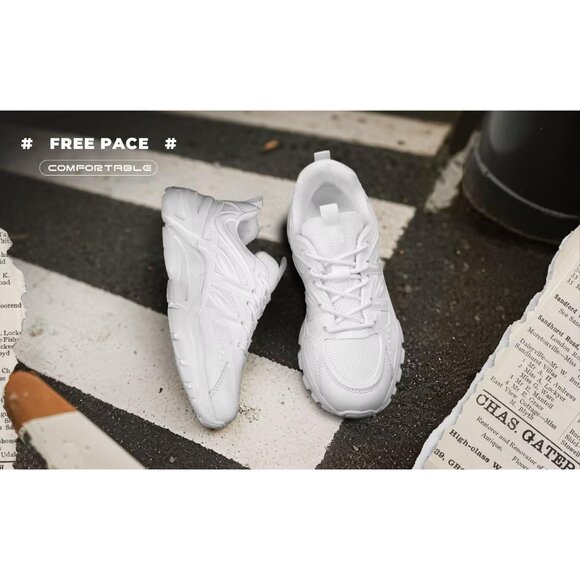 Women's White Slip-On Running Shoes Lightweight Mesh Walking Sneakers for Gym - Picture 6 of 7